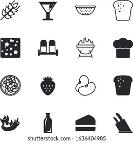 food vector icon set such as: fork, raw, jars, sausage, traditional, cereal, cooker, gold, fruit, ear, juicy, grill, clothing, empty, cookout, sharp, garden, roquefort, refreshment, eggplant, radish