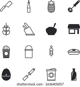 food vector icon set such as: blank, flour, emblem, architecture, apple, business, appetizer, street, product, theater, hiking, syrup, spica, latte, pie, mug, colored, bar, ananas, sausage, film