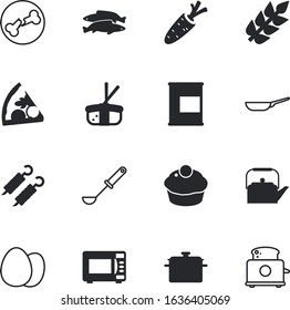 food vector icon set such as: rice, gardening, single, heat, dish, animal, silhouette, cup, strawberry, flour, innovation, garden, kettle, lane, detox, female, oven, comics, empty, soup, display