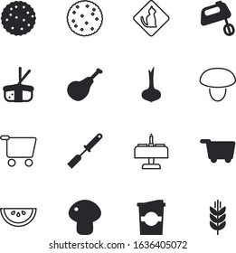 food vector icon set such as: shiitake, long, tasty, beater, clinic, spike, cupcake, round, melon, lifestyle, tea, caffeine, interior, pattern, chocolate, farming, technology, seeds, forest
