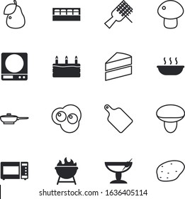 food vector icon set such as: dial, fork, stove, frying, outdoor, macaroni, tequila, protein, grilling, beach, cabbage, iron, bag, birthday, vacancy, microwave, cocktail, scrambled, leek, brown