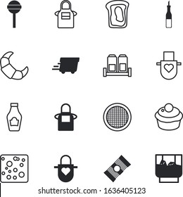 food vector icon set such as: separation, sauces, van, herb, cold, cookies, quick, speed, raw, flour, sieve, pie, collection, whisky, home, celebration, maple, courier, croissant, shop, shaker