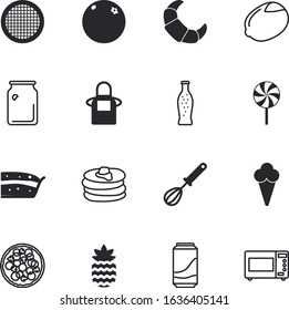 food vector icon set such as: muffin, housewife, flavor, waffle, whip, pocket, beer, serve, empty, timer, caramel, onion, technology, sour, ananas, menu, spiral, fruits, transparent, cut, restaurant