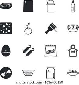 food vector icon set such as: equipment, soup, cotton, almond, bar, skeleton, vitamin, eggplant, hip, baker, domestic, silhouette, health, leaf, minute, bell, circle, chopping, alcohol, apron, pencil