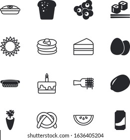 food vector icon set such as: cinema, fruits, gourmet, berry, seafood, fat, cold, plant, drinks, salt, household, vegetable, 3d, template, carrots, fork, vegetables, lemon, nozzle, carton, movie