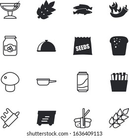 food vector icon set such as: eating, bitter, fulfillment, handle, spice, gluten, shiitake, snack, cut, postal, whole, unhealthy, home, cool, frying, alcohol, year, rolling, package, can, clean