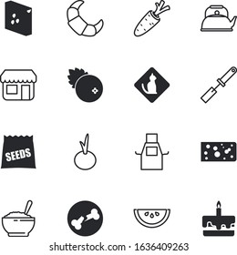 food vector icon set such as: pharmacy, triangle, equipment, lover, icons, package, clothes, autumn, bag, bones, corn, care, shape, goods, hip, shadow, roquefort, marketing, dieting, architecture