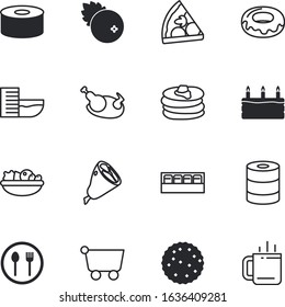 food vector icon set such as: kit, goods, cinnamon, vacation, service, eating, onion, powder, icing, tourism, simple, store, flour, chip, person, silhouette, berry, birthday, shopping, glass, wild