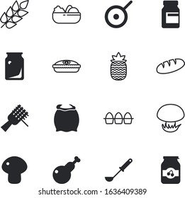 food vector icon set such as: leaf, french, vitamins, poultry, twine, bake, beverage, ananas, fit, holding, hand, San Francisco, rye, innovation, macaroni, blank, powder, ear, grow, salad