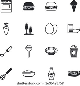 food vector icon set such as: corn, mixer, emblem, carton, yogurt, entertainment, beater, blender, ripe, line, female, mixing, boiled, knife, spiral, lolipop, confectionery, car, cone, whipped