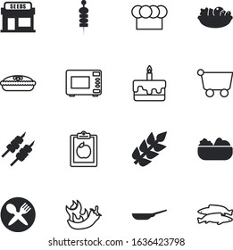 food vector icon set such as: baked, tasty, sell, seed, traditional, shape, vegetables, kebab, thanksgiving, raw, clean, kitchenware, stove, autumn, knife, vintage, shish, grow, wedding, silverware