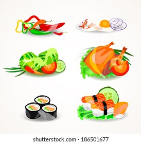 Food vector icons set