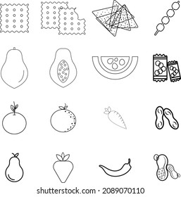 Food Vector icons set, Food and drinks icon. Restaurant line icons set. Vector illustration.
