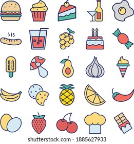 Food Vector Icons Set, Food Icon pack, Set of food pack icon