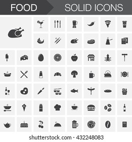 Iconos vectoriales de comida, colección moderna de símbolos sólidos, envase pictograma aislado en blanco, ilustración de logotipo