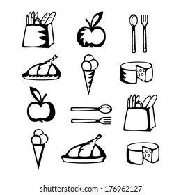Food  vector icons set on white background