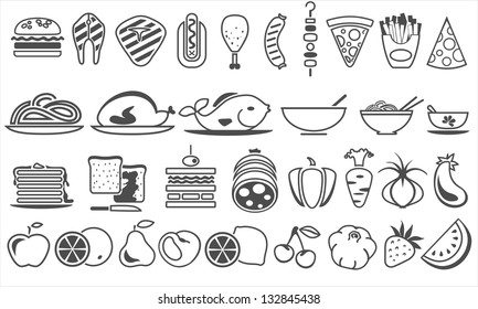 food vector icons. White areas are cut out