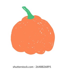 Food vector illustration of autumn pumpkin. Design elements for Thanksgiving Day, autumnal season, event. Hand drawn texture pencil vegetable for logo, sign, label, card, poster, flyer, print. 