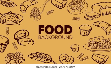 Diseño de fondo de Ilustración vectorial de alimentos.