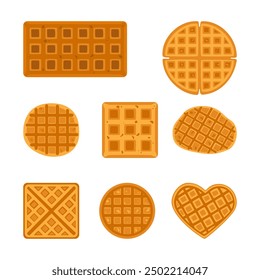 Food vector illustration. Bakery. Crispy waffles, handmade bread. Cooking. Sweet products. Sweet products. Food menu. Blank isolated on white background. For posters, signs, cards, and advertisements