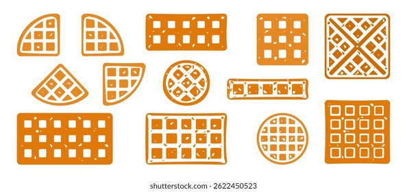 Food vector illustration. Bakery. Crispy waffles, handmade bread. Cooking. Sweet products. Sweet products. Food menu. Blank isolated on white background. For posters, signs, cards, and advertisements