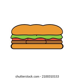 food vector illustration. normal size sandwich with full filling in cartoon style