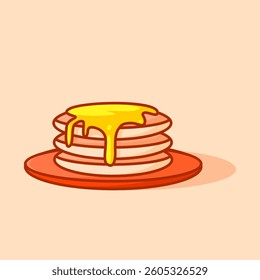 food vector. illustration of pancakes with honey	