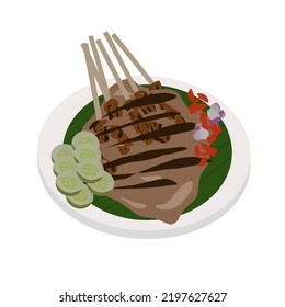 Food Vector illustration sate Madura Indonesian tradisional food