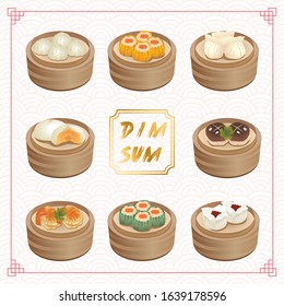 Food vector illustration set of Dim Sum Chinese food