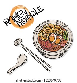food vector Japanese noodle Ramen cuisine soup object 