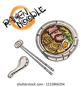 food vector Japanese noodle Ramen cuisine soup object 