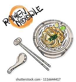 food vector Japanese noodle Ramen cuisine soup object 