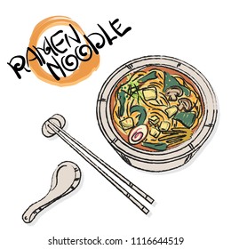 food vector Japanese noodle Ramen cuisine soup object 