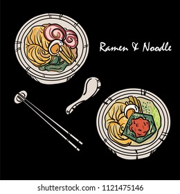 food vector Japanese noodle Ramen cuisine soup object 