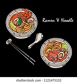 food vector Japanese noodle Ramen cuisine soup object 