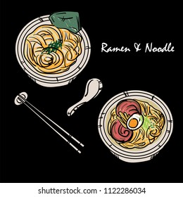 food vector Japanese noodle Ramen cuisine soup object 