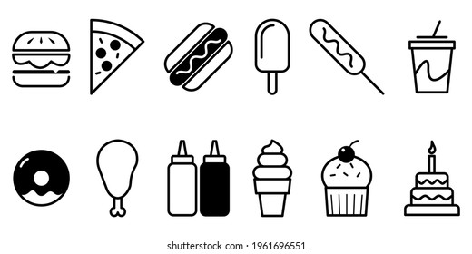 Paquete de iconos de línea vectorial de alimentos, Escala de ilustración de vectores.10