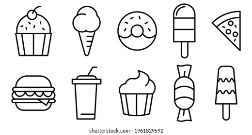 Food vector line icons pack, Vector illustration eps.10