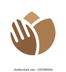 Food vector logo design. Cafe, restaurant or bistro emblem. Tulip shaped fork and spoon.