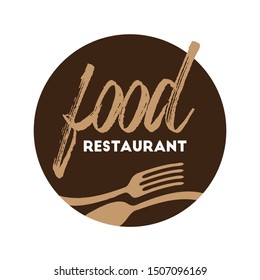 Food vector logo design. Cafe, restaurant or bistro emblem. Fork and spoon.