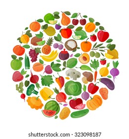 food vector logo design template. fruits and vegetables or farm icons