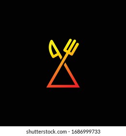 Logo del vector de alimento, diseño del logotipo triángulo