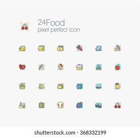 Food vector  pixel perfect color line icons line icon set.