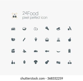 Food vector  pixel perfect solid symbol icon set.