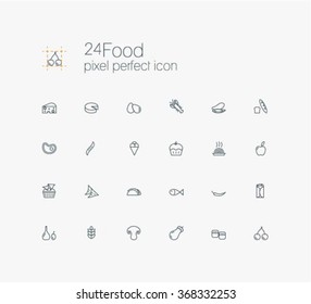 Food vector  pixel perfect thin line symbol icon set.