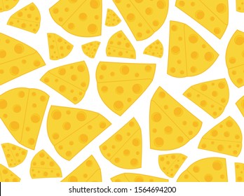Food vector seamless pattern with cheese slices