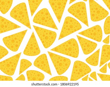 Food vector seamless pattern with cheese slices