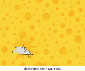 Food vector seamless texture with little grey mouse and cheese