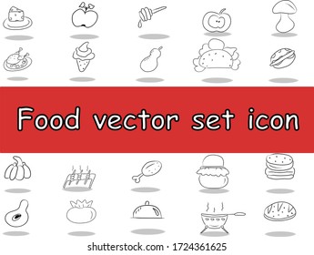 Food vector set icon black. Modern assemblage, collection