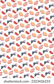 The food vector texture background design bursts with vibrant colors and intricate details, adding a delectable touch to your projects and making them visually captivating and unforgettable.